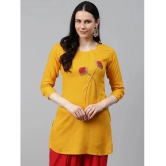 JC4U - Mustard Rayon Womens Straight Kurti ( Pack of 1 ) - None