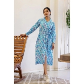 Label Flavia Cotton Printed Midi Womens Shirt Dress - Blue ( Pack of 1 ) - None