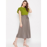 Women Green & Taupe Solid Top with Skirt