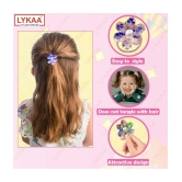 LYKAA Hair Rubber Bands With Shimmer Flowers Elastic Bands Hair Accessories Ponytail Holder - 6 Pcs - Multi