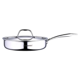 Bergner Argent Tri-Ply 22 cm Sautepan with Stainless Steel Lid | Gas & Induction Compatible | Silver