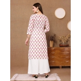 Rangita Women Cotton White Printed Knee Length Straight Kurti - None