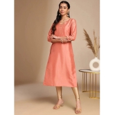 Janasya Silk Blend Solid Straight Womens Kurti - Peach ( Pack of 1 ) - None