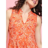 Oxolloxo Women Floral Print Mandarin Collar Fit & Flare Midi Dress