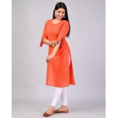 MAUKA Rayon Printed Straight Women's Kurti - Orange ( Pack of 1 ) - None