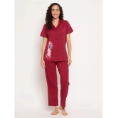 Clovia - Maroon Cotton Womens Nightwear Nightsuit Sets ( Pack of 1 ) - None