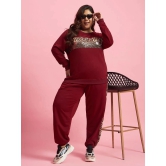 AUSTIVO Maroon Embellished Joggers Top Set - None