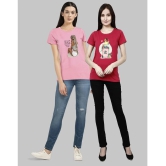 CHOZI - Pink Cotton Blend Regular Fit Womens T-Shirt ( Pack of 2 ) - None