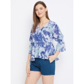 Women Blue Dyed Top with Shorts