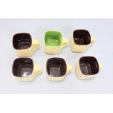 Khurja Pottery Cup Multi Color Square Shape 6 Pc Set