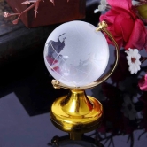 Crystal Globe / World Map 50 mm with Golden Stand (1 Pc)