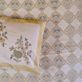 Moroccan Block Printed Cotton Bedcover-Yellow