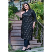 PrettyPlus by Desinoor.com Rayon Printed Front Slit Womens Kurti - Black ( Pack of 1 ) - None