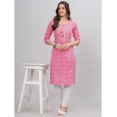 JC4U Cotton Printed Straight Womens Kurti - Pink ( Pack of 1 ) - None