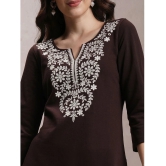 Ketch Polyester Embroidered Straight Womens Kurti - Charcoal ( Pack of 1 ) - None