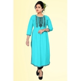 haya fashion - Turquoise Rayon Women's Straight Kurti ( Pack of 1 ) - None