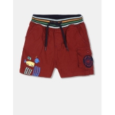 Boys Maroon Striped Waist Woven Shorts - None