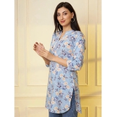 Tissu Cotton Printed Straight Womens Kurti - Blue ( Pack of 1 ) - None