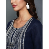 Antaran Cotton Blend Embellished Kurti With Pants Womens Stitched Salwar Suit - Navy ( Pack of 1 ) - None