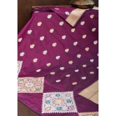 Exquisite Purple Banarasi Katan Silk Saree with Meenakari Geometric Motifs| SILK MARK CERTIFIED