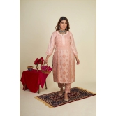 Soft Chanderi 2 pc Kurta set- Ombre Green-Ombre Earth Pink / XXXL