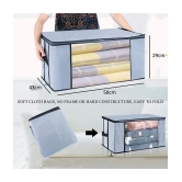 HOMETALES Non-Woven Cloth Storage / Organizer with Transparent Window,Grey (2U)