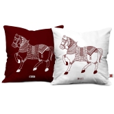 Indigifts Cushion Covers 18 Inch X 18 Inch Set of 2 Animal Pattern Designer Digitally Printed Square Pillow - Diwali Decoration for Home, Warli Art Ethnic Print Cushions