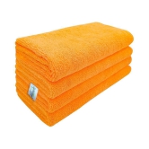 SOFTSPUN Microfiber Cloth - 4 pcs - 40x40 cms - 340 GSM Orange - Thick Lint & Streak-Free Multipurpose Cloths - Automotive Microfibre Towels for Car Bike Cleaning Polishing Washing & Detaili