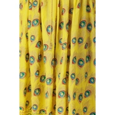 Maize Long Skirt with Printed Peacock Feathers