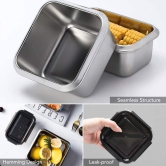 Femora High Steel SS304 Rectangle Storage Container Lunch Box with Grey Bag