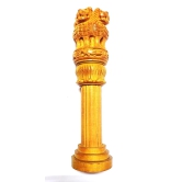 Wooden Article carved lion head and Ashoka Chakra