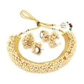 YouBella Jewellery Sets for Women Gold Plated Pearl Wedding Bridal Necklace Jewellery Set with Earrings and Bangles Combo for Girls/Women (2.4) - Golden