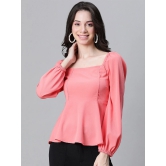 Oxolloxo Square Neck Smocked Crepe Peplum Top