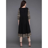 Antaran Rayon Printed Flared Womens Kurti - Black ( Pack of 1 ) - None