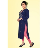 haya fashion - Navy Rayon Women's Straight Kurti ( Pack of 1 ) - None