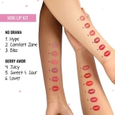 POPxo Makeup Mini Lip Kit - Berry Amor (Set of 3) | Creamy, Matte Finish, Highly Pigmented, Berry Shade Mini Lipsticks