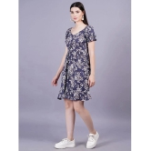 HIGHLIGHT FASHION EXPORT Rayon Printed Above Knee Womens Fit & Flare Dress - Navy Blue ( Pack of 1 ) - None