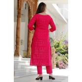 Pink Chikankari Cotton Pant Set Pink XXXL