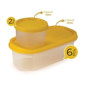 Oliveware Polyproplene Black Dal Container ( Set of 8 ) - Yellow