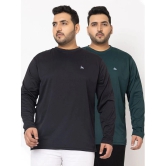 YHA Cotton Blend Regular Fit Solid Full Sleeves Mens T-Shirt - Black ( Pack of 2 ) - None