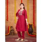 Aarika Maroon Silk Girls Kurta and Pant Set ( Pack of 1 ) - None