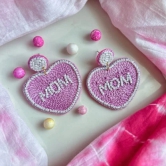 Mom Pink Beaded Earrings