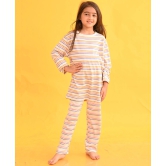 BEIGE PINSTRIPED LONG SLEEVES PYJAMA SET-4-5 YEARS / 2N / BEIGE