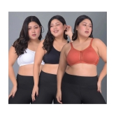 Dollar Missy Pack of 3 Cotton Non Padded Womens Everyday Bra ( Multicolor ) DPL-8051-BK-DR-WH-PO3 - None