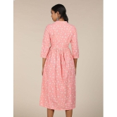 Karigari Cotton Pink Fit And Flare Dress - - S