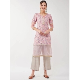 Pannkh - Pink Art Silk Womens Straight Kurti ( Pack of 1 ) - None