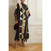 Royal Black & Beige Kaftan Dress