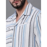 Difference of Opinion 100% Cotton Regular Fit Striped Half Sleeves Mens Casual Shirt - White ( Pack of 1 ) - None