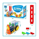 60 Pcs Domino Train Toy Set, Domino Rally Train Model with Lights and Sounds Construction and Stacking Toys