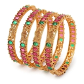 Sukkhi Red Bangle Set ( Pack of 4 ) - None